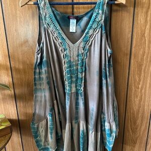 T Party Fashion Teal and Beige One Shoulder Dress